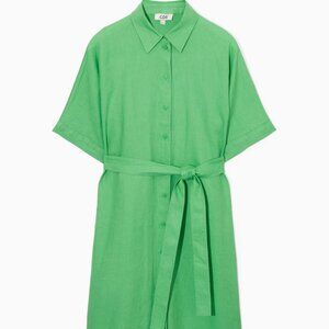 COS Belted Linen Shirt Dress Sz L